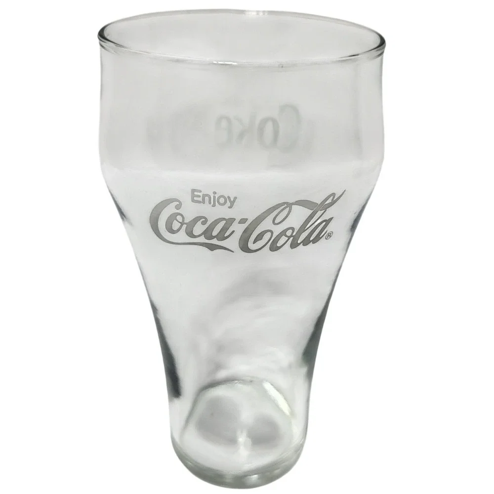 VTG Coca-Cola Clear Glass Tumbler White Script Logo Enjoy Coke Bell Shape 6 Inch